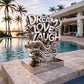OSO Stainless Steel Luxe Mantra Sculpture Stainless Steel Melting Dream Love Laugh Sculpture Height: 36 inch (91 cm) Flowing