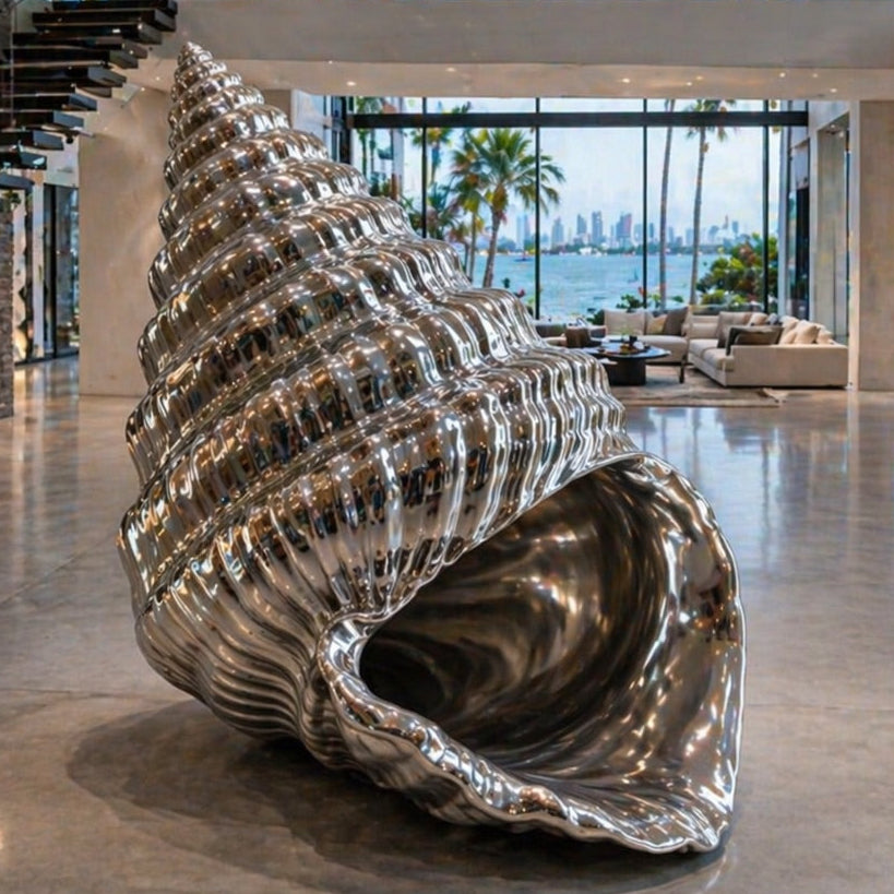 OSO Stainless Steel Elysian Shell Sculpture Stainless Steel Shell Sculpture