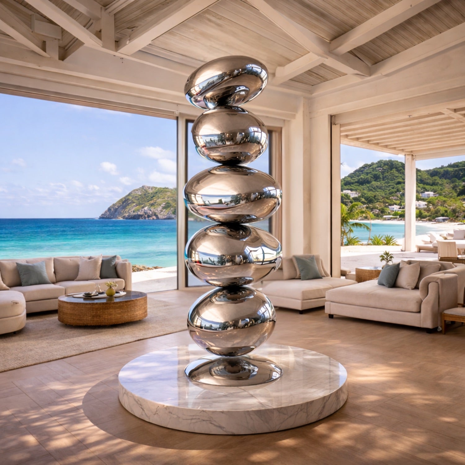 OSO Stainless Steel Floating Pebbles Sculpture – ArtZMiami