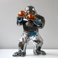 ArtZ® Urban Primate Boxing Gorilla Sculpture Boxing Gorilla Sculpture Black Gorilla; Silver Shorts; Orange Gloves