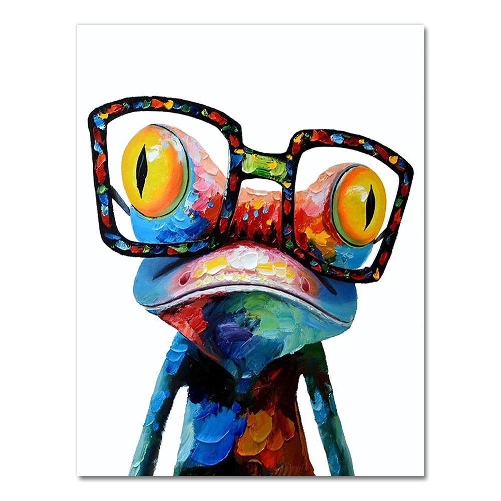 blue frog with goggles ArtZ Most Interesting Frog In The World Paintings, Blue Frog With Glasses / 15.7 inch By 23.6 inch (40x60cm) No Frame By ArtZMiami