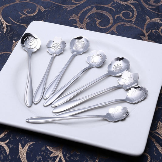 ArtZ® 8-piece Stainless Steel Flower Teaspoon Set