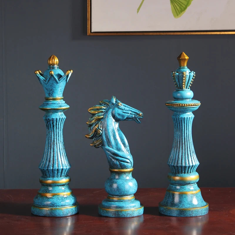 ArtZ® Gambit Trio Chess Set of 3 Chess Set Blue (1 King; 1 Queen; 1 Knight)