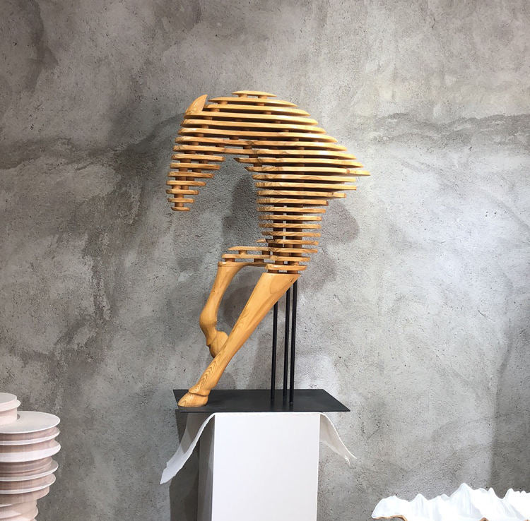 ArtZ® Solid Wood Handmade Strata Stallion Sculpture