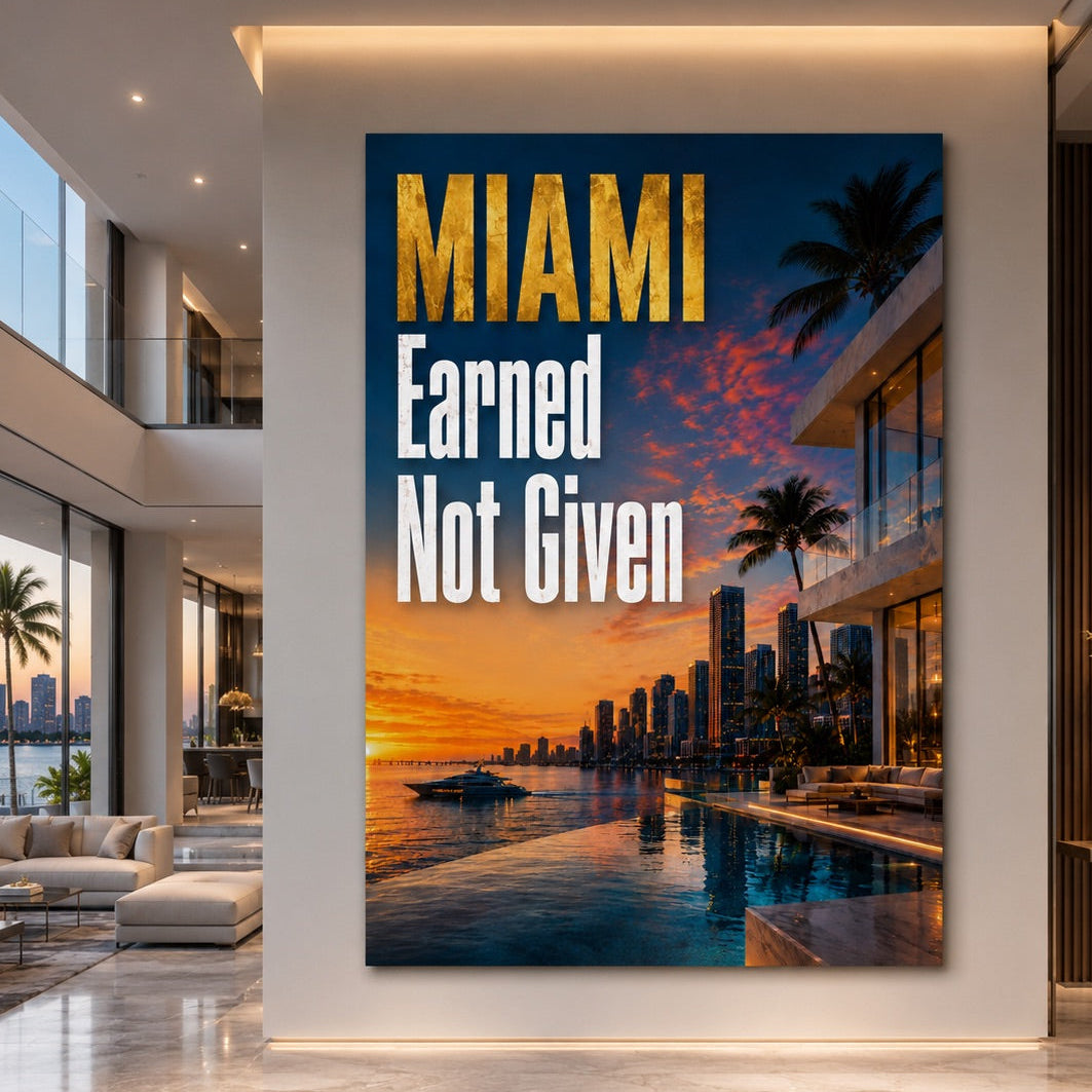 ArtZ® Paradise Is Earned Painting Wall Art MIAMI Earned Not Given 12 inch by 18 inch (30x45cm)