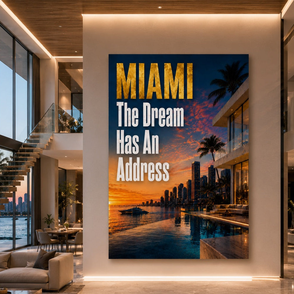ArtZ® Paradise Is Earned Painting Wall Art MIAMI The Dream Has An Address 12 inch by 18 inch (30x45cm)