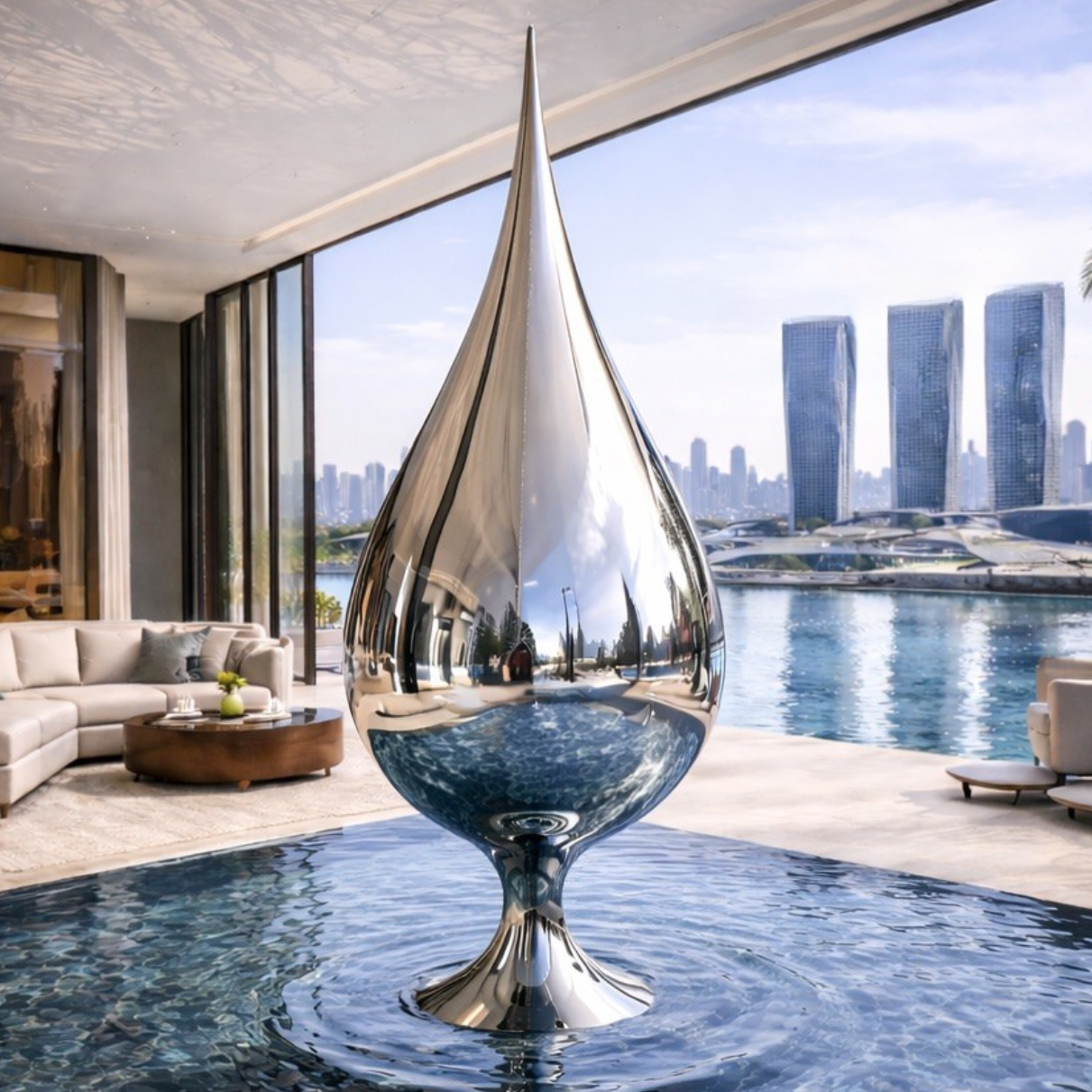 OSO Stainless Steel Monarque Drop Sculpture Stainless Steel Drop Sculpture