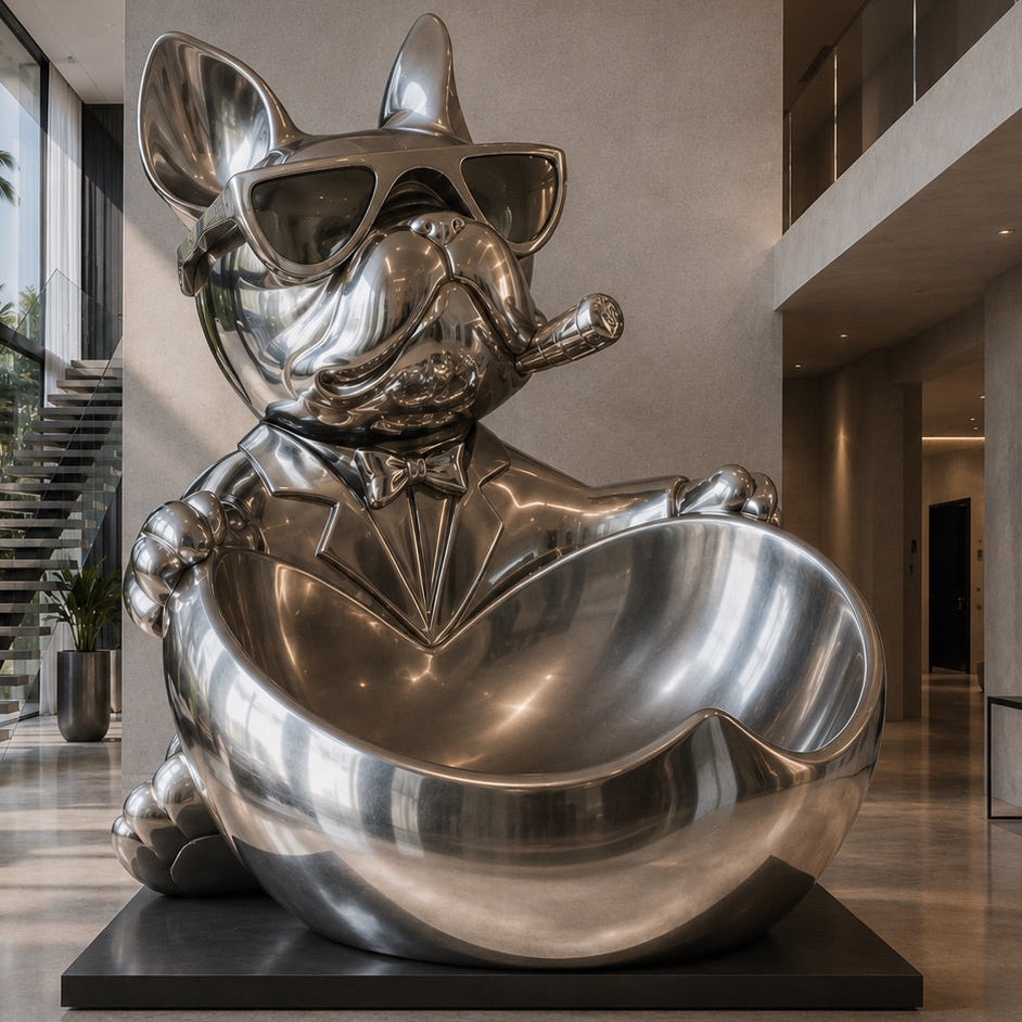 Scultura Elysian Pour di OSO in acciaio inossidabile