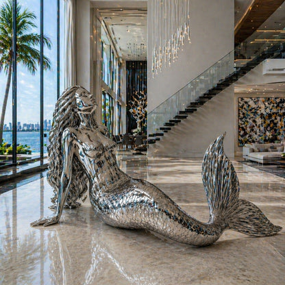 OSO Stainless Steel Ocean Muse Sculpture OSO Stainless Steel Mermaid Sculpture Height: 36 inch (91 cm)