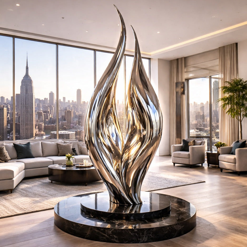 OSO Stainless Steel Reflection Flame Sculpture