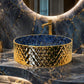Rossella Fiorillo Ceramic Texture RF Eclisse Line Model Rombo OSL009 Blue RF Texture Interior Gold-plated Exterior Sink