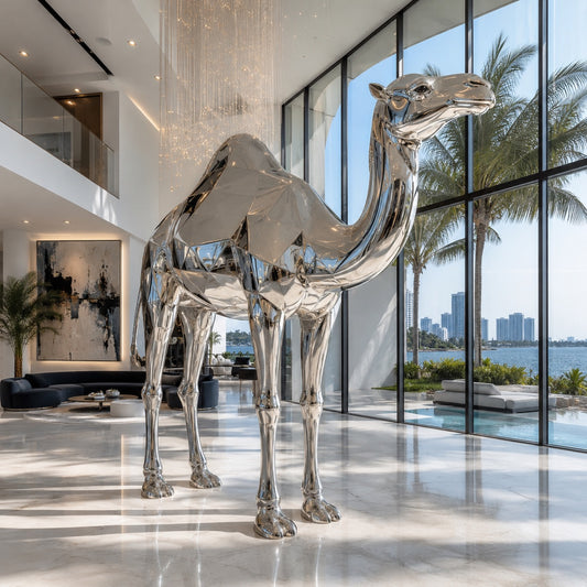 OSO Stainless Steel Royal Passage Sculpture OSO Stainless Steel Camel Sculpture Height: 19.6 inch (50 cm)
