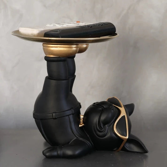 ArtZ® Yoga Bulldog Sculpture And Tray