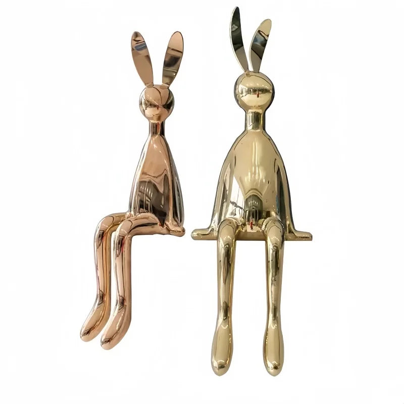 ArtZ® Shiny Hops Stainless Steel Sculpture Stainless Steel Bunny Sculpture