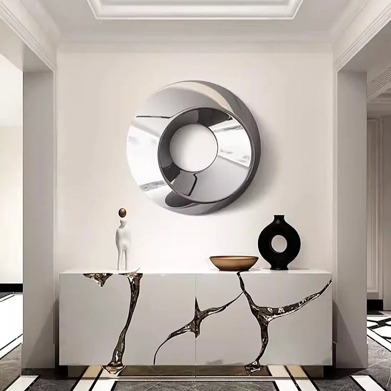 ArtZ® Geometric Eye Stainless Steel Wall Sculpture Stainless Steel Wall Art Silver 50cm diameter