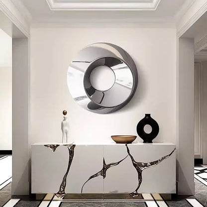 ArtZ® Geometric Eye Stainless Steel Wall Sculpture Stainless Steel Wall Art Silver 50cm diameter