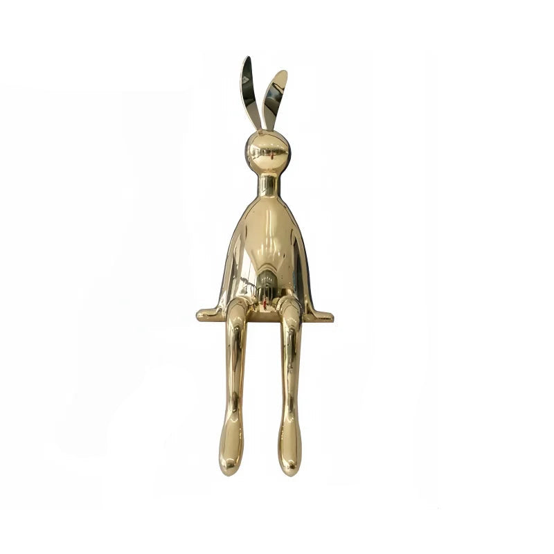 ArtZ® Shiny Hops Stainless Steel Sculpture Stainless Steel Bunny Sculpture Large Gold