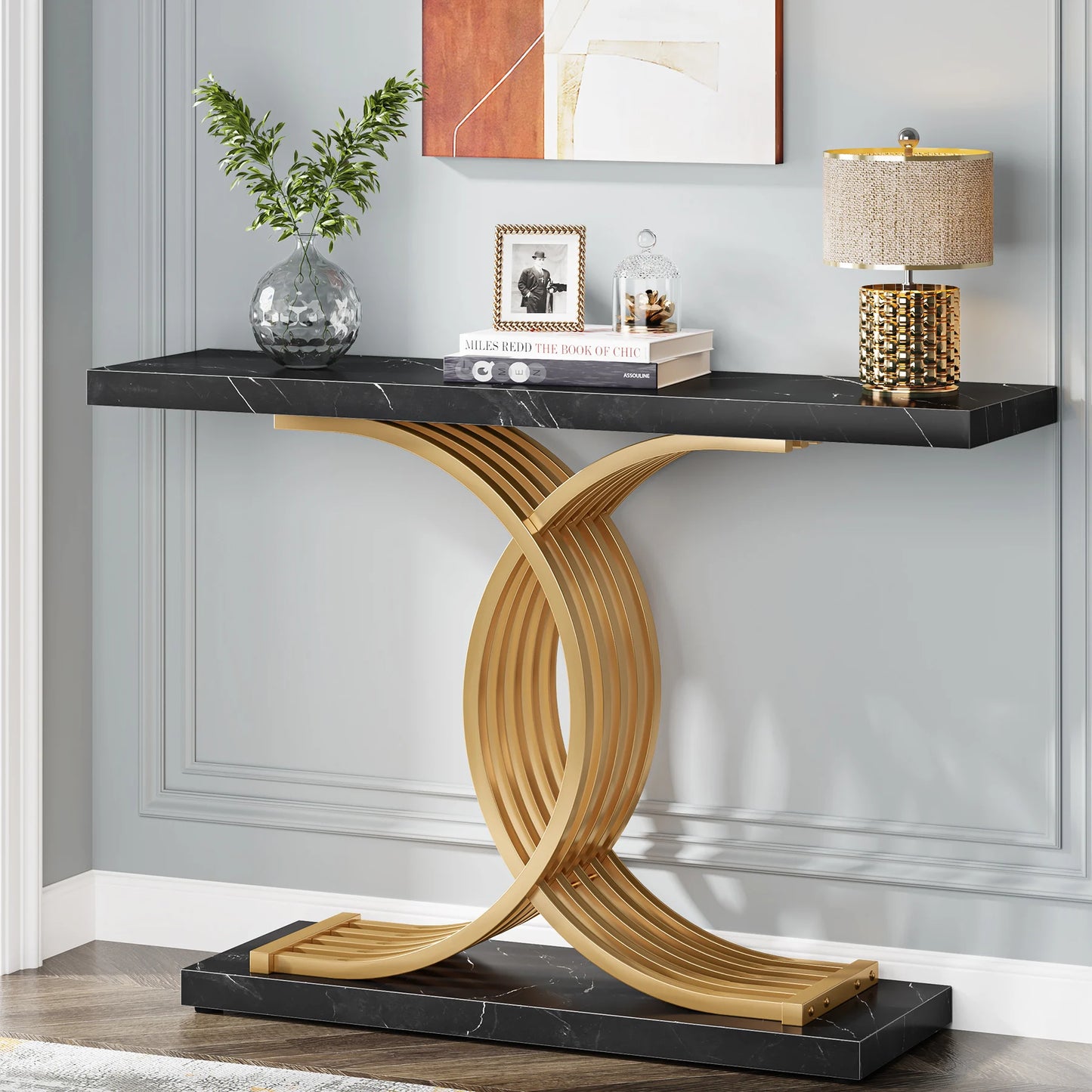 ArtZ® Marbella Entry Table Entry Table Black with Gold Legs