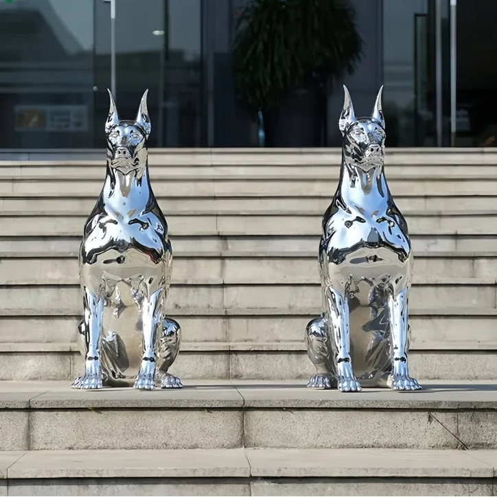 ArtZ® Chrome Hound Stainless Steel Sculpture Stainless Steel Dog Sculpture