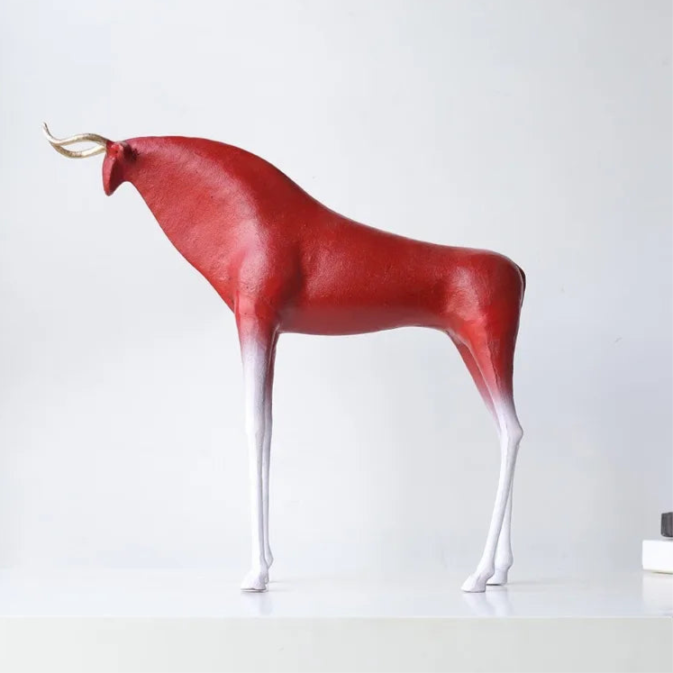 ArtZ® Bold Horns Bull Sculpture Bull Sculpture Red