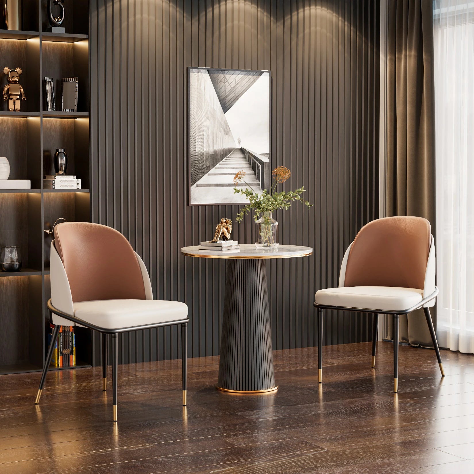 ArtZ® Duo Luxe Chairs, Set of 2 Seats Brown (Set of 2 Chairs)