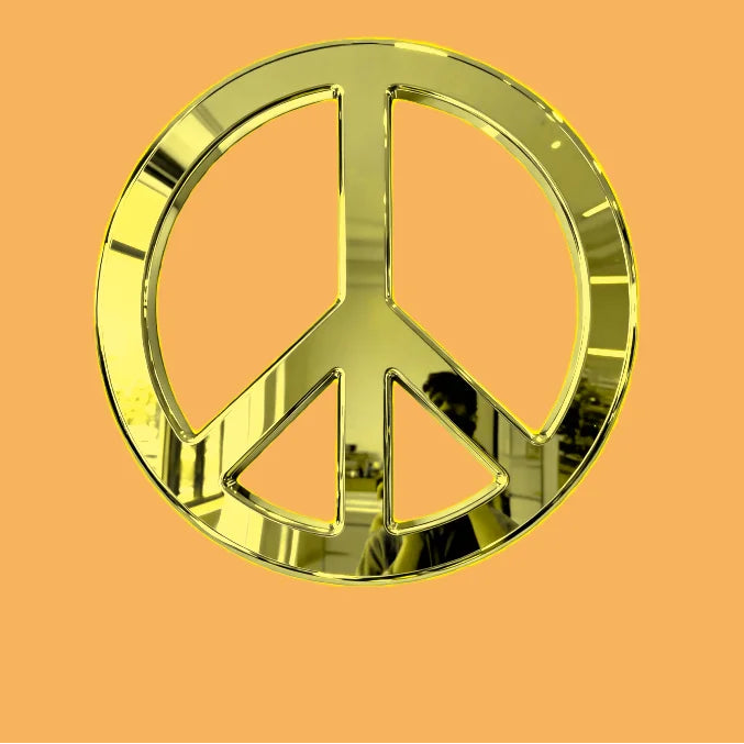 ArtZ® Reflect Peace Stainless Steel Sculpture Peace Sculpture Gold 11.8 inch Diameter (30 cm)
