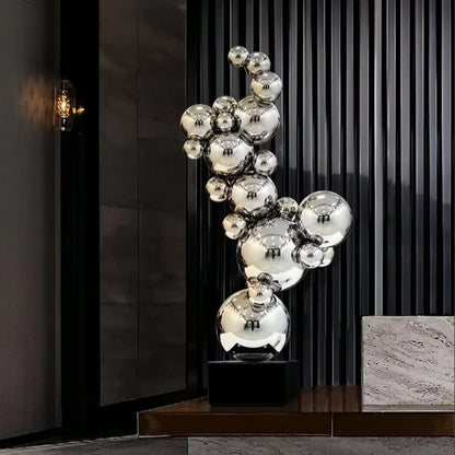 ArtZ® Bubbles Stainless Steel Sculpture Metal Sculpture Large Silver; Height 24 inch (61 cm)