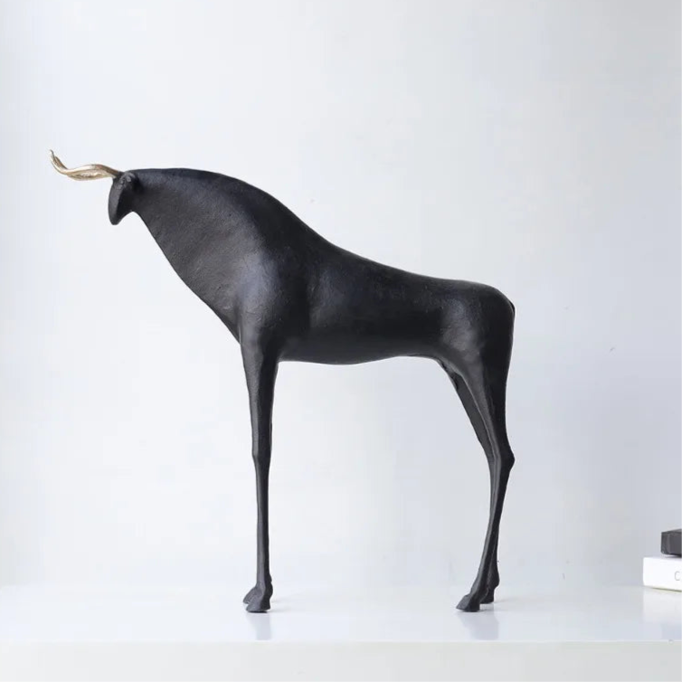 ArtZ® Bold Horns Bull Sculpture Bull Sculpture Black