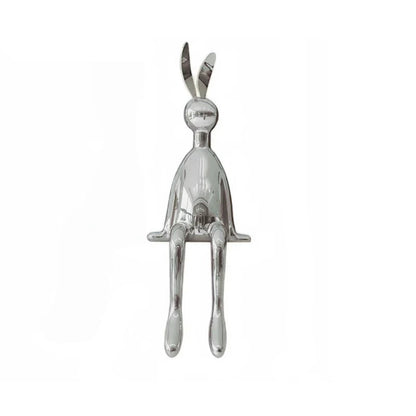 ArtZ® Shiny Hops Stainless Steel Sculpture Stainless Steel Bunny Sculpture Large Silver
