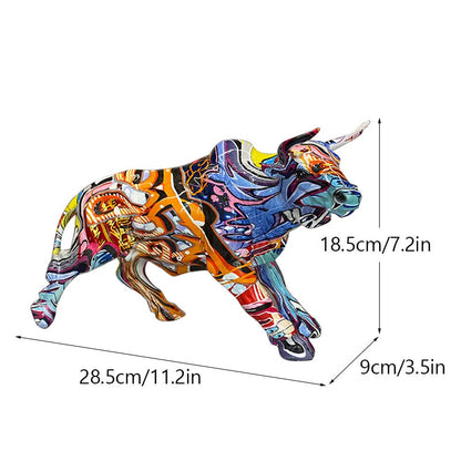 ArtZ® Graffiti Painted Bull Sculpture