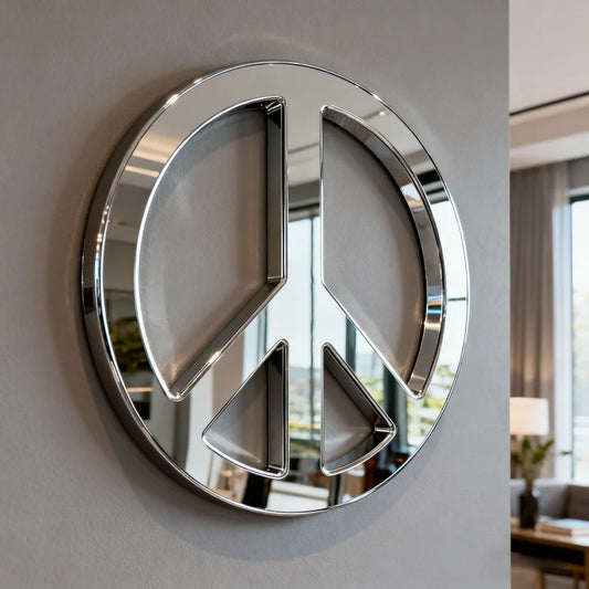 ArtZ® Reflect Peace Stainless Steel Sculpture Peace Sculpture Silver 11.8 inch Diameter (30 cm)