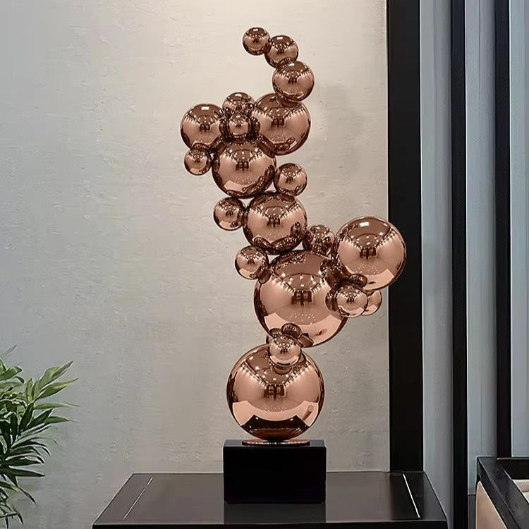 ArtZ® Bubbles Stainless Steel Sculpture Metal Sculpture Large Rose Gold; Height 24 inch (61 cm)