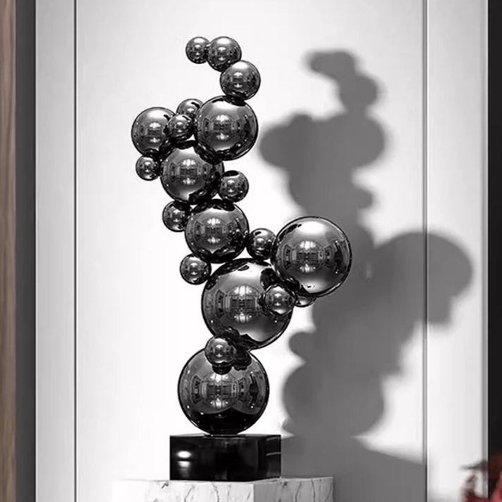 ArtZ® Bubbles Stainless Steel Sculpture Metal Sculpture Large Black; Height 24 inch (61 cm)
