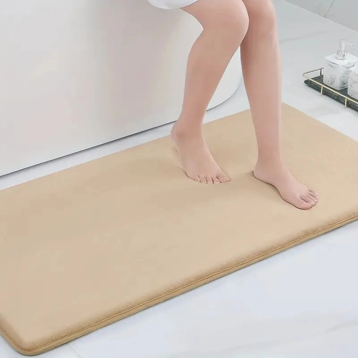 ArtZ® Memory Foam Anti-Slip Bath Mat Bath Mat Beige 19.7 by 47.2 inch (50 x 120 cm)