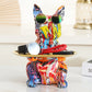 ArtZ® French Bulldog Graffiti Painted Sculpture Table Tray With Piggy Bank