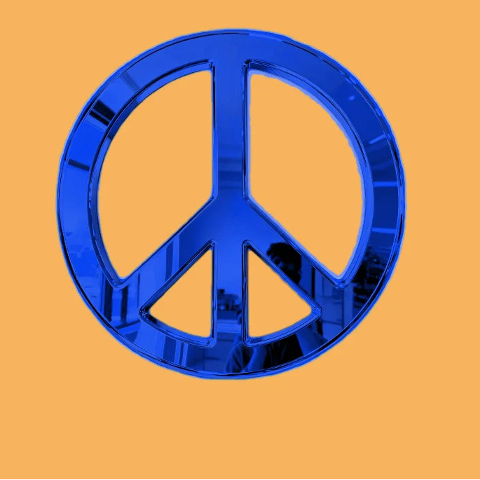 ArtZ® Reflect Peace Stainless Steel Sculpture Peace Sculpture Blue 11.8 inch Diameter (30 cm)