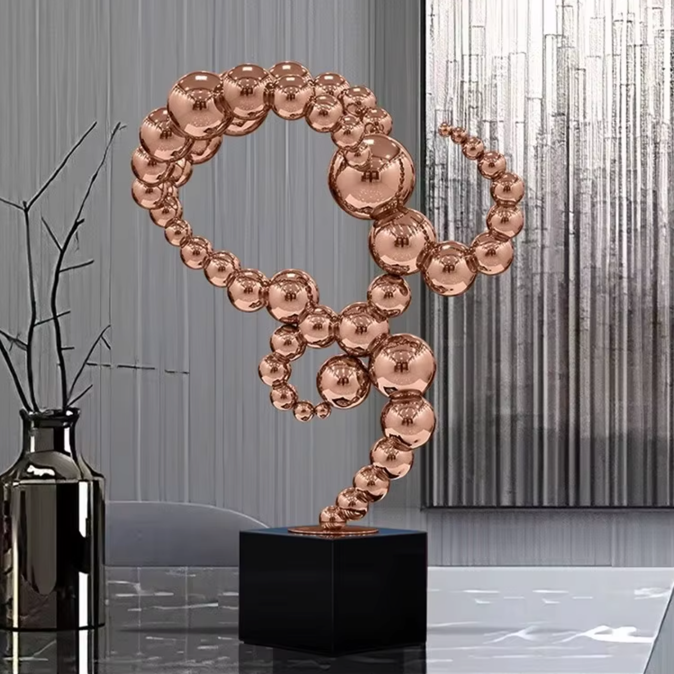 ArtZ® Orbique Niche Stainless Steel Sculpture Metal Sculpture Rose Gold