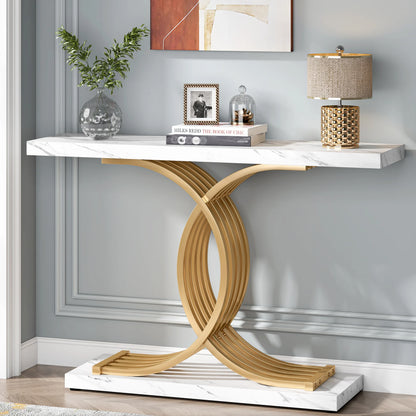 ArtZ® Marbella Entry Table Entry Table White with Gold Legs