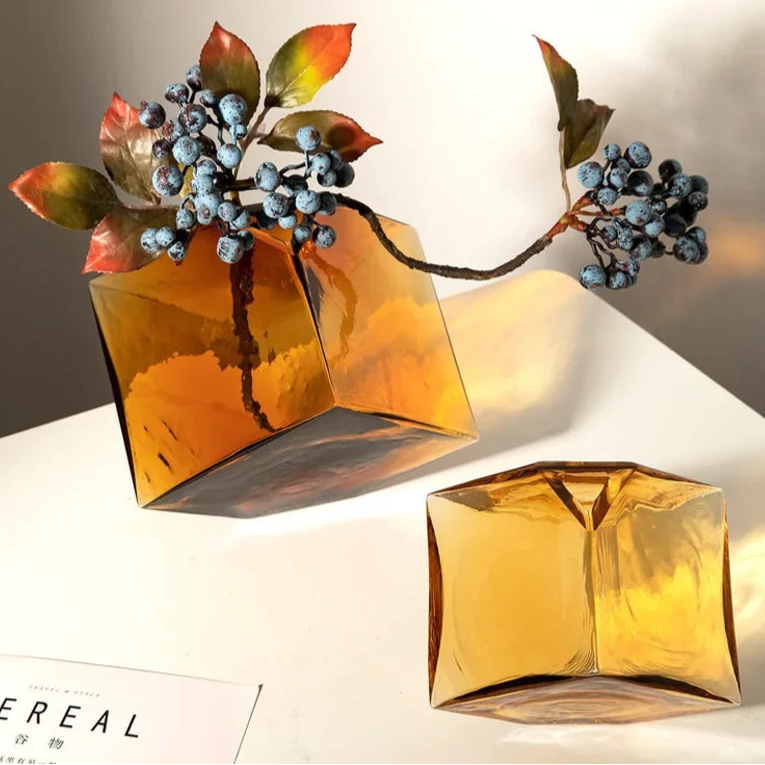 ArtZ® Amber Bloom Cube Vase Vase