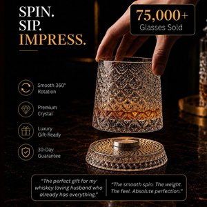 ArtZ® Tokyo Crystal Spinning Whiskey Glass and Base Japanese Tokyo Crystal Spinning Whiskey Glasses