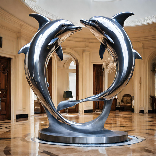 ArtZ® Stainless Steel Dolphins Sculpture