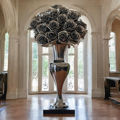 ArtZ® Stainless Steel Valentines Day Roses Sculpture Stainless Steel Valentines Day Roses Sculpture Height: 36 inch (91 cm)