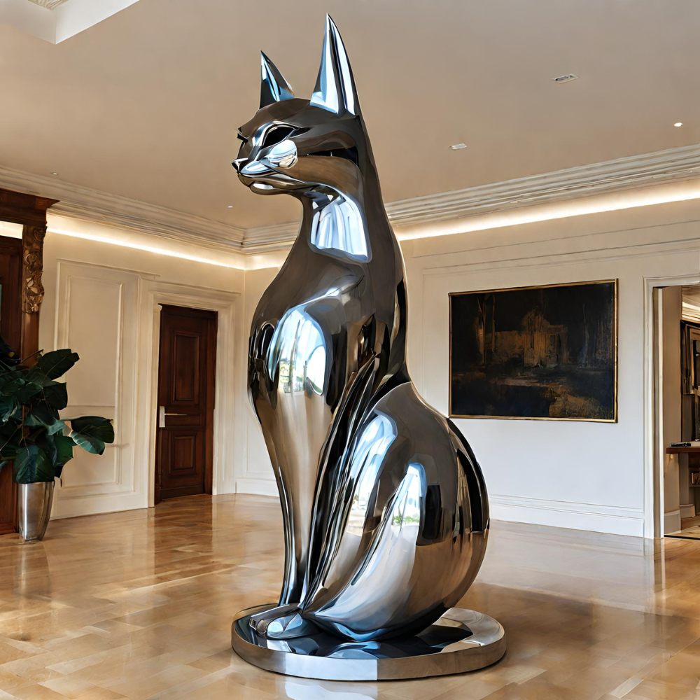 ArtZ® Stainless Steel Cat Sculpture