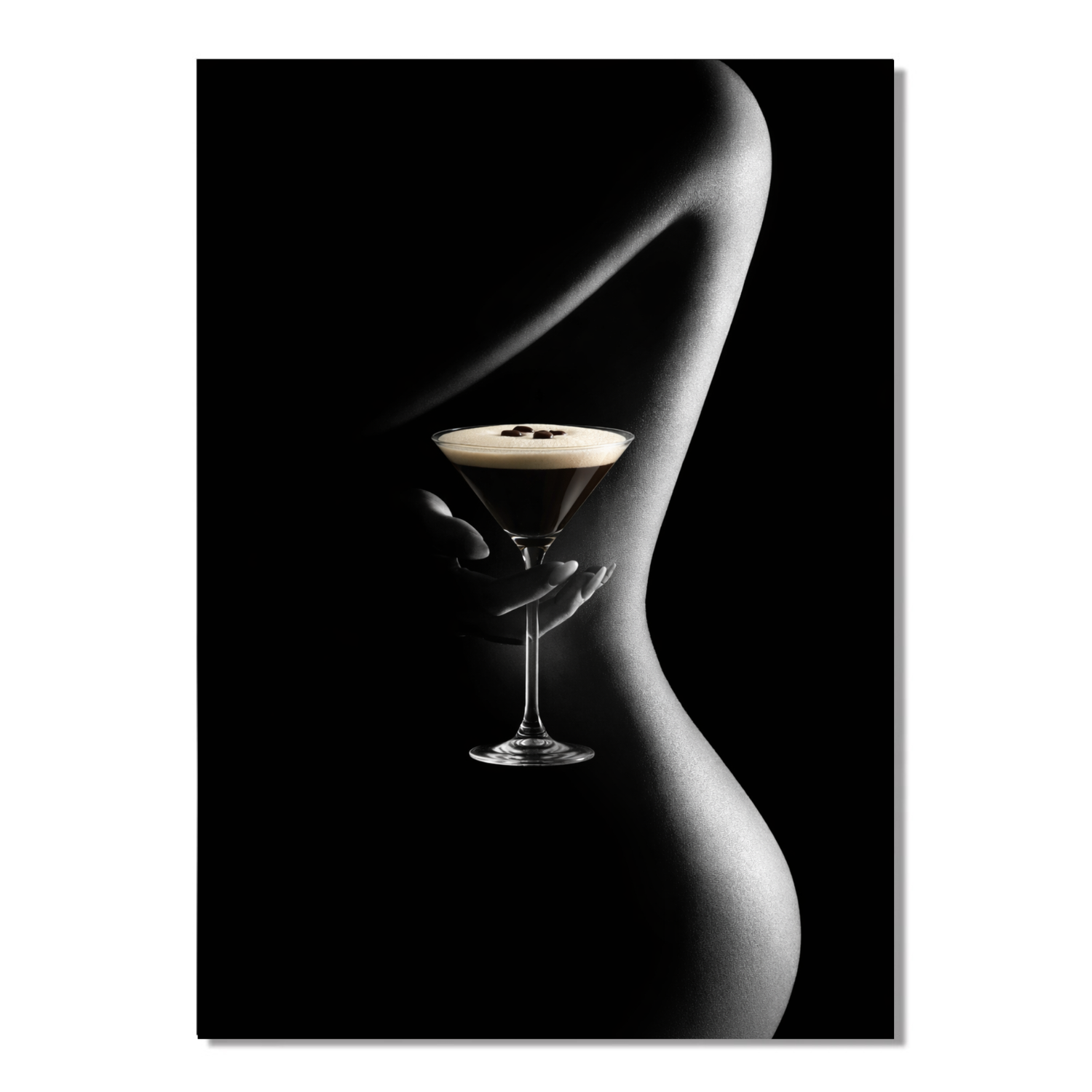 ArtZ® Who Wants Espresso Martini Painting Wall Art Curvy Back - Hand Holding Espresso Martini 12 inch by 16 inch (30x40cm)