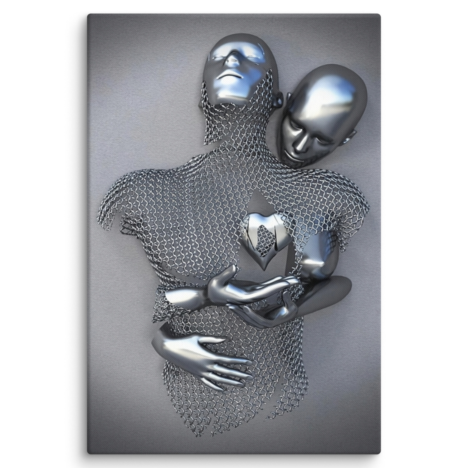 ArtZ® Emotions Canvas Paintings Wall Art Silver Heart 12 inch by 16 inch (30x40cm)