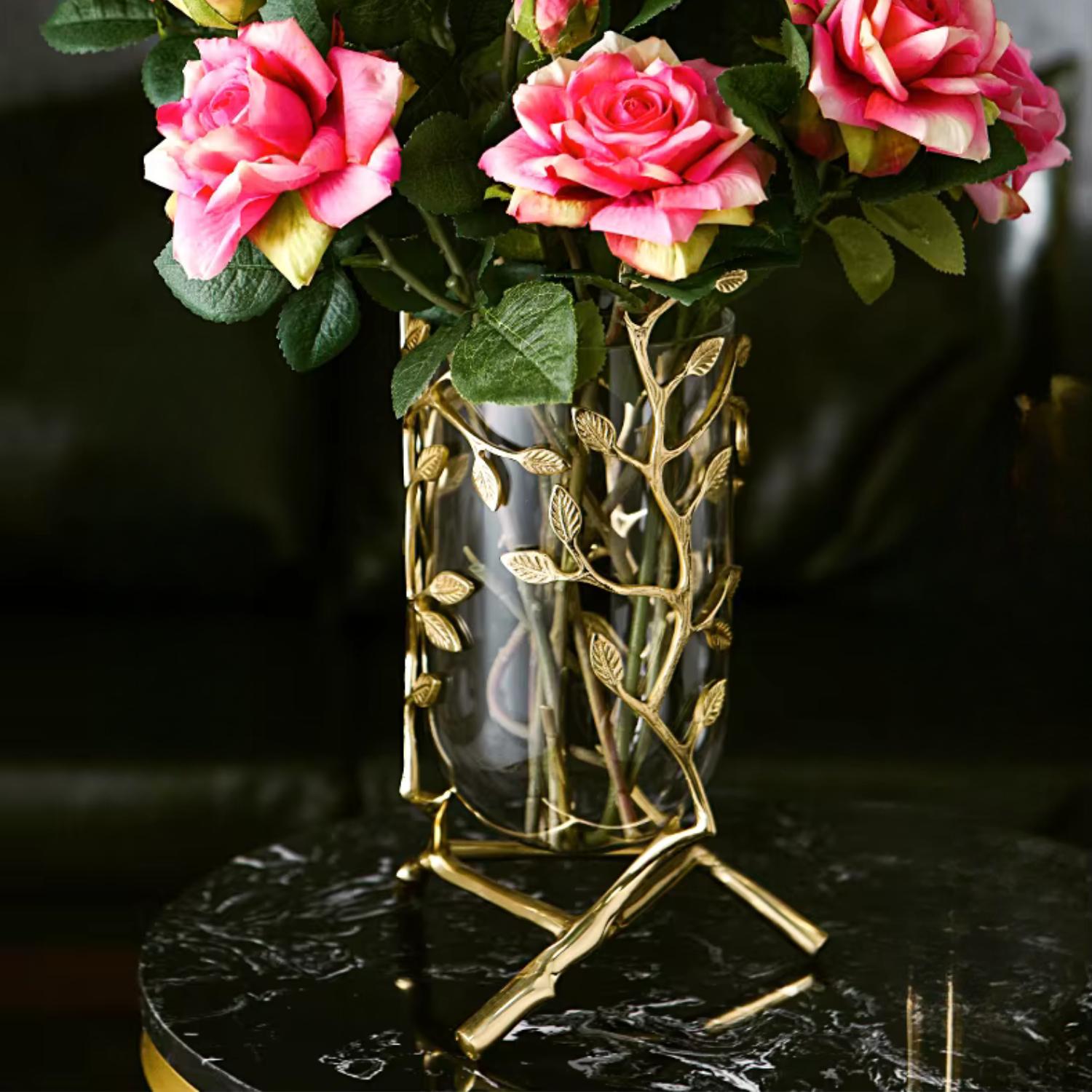 ArtZ® Golden Leaf Vase vase Small; Height 11 inch (28 cm)