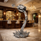 OSO Stainless Steel Elysian Pour Sculpture Stainless Steel Wine Glass Pouring Sculpture Height: 36 inch (91 cm) Silver Wine
