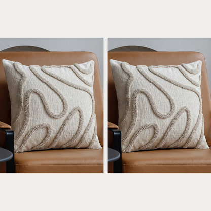 ArtZ® Bohemian Bliss Pillow Covers, Set of 2 Pillow Cover 2 Beige Line Pillow Covers