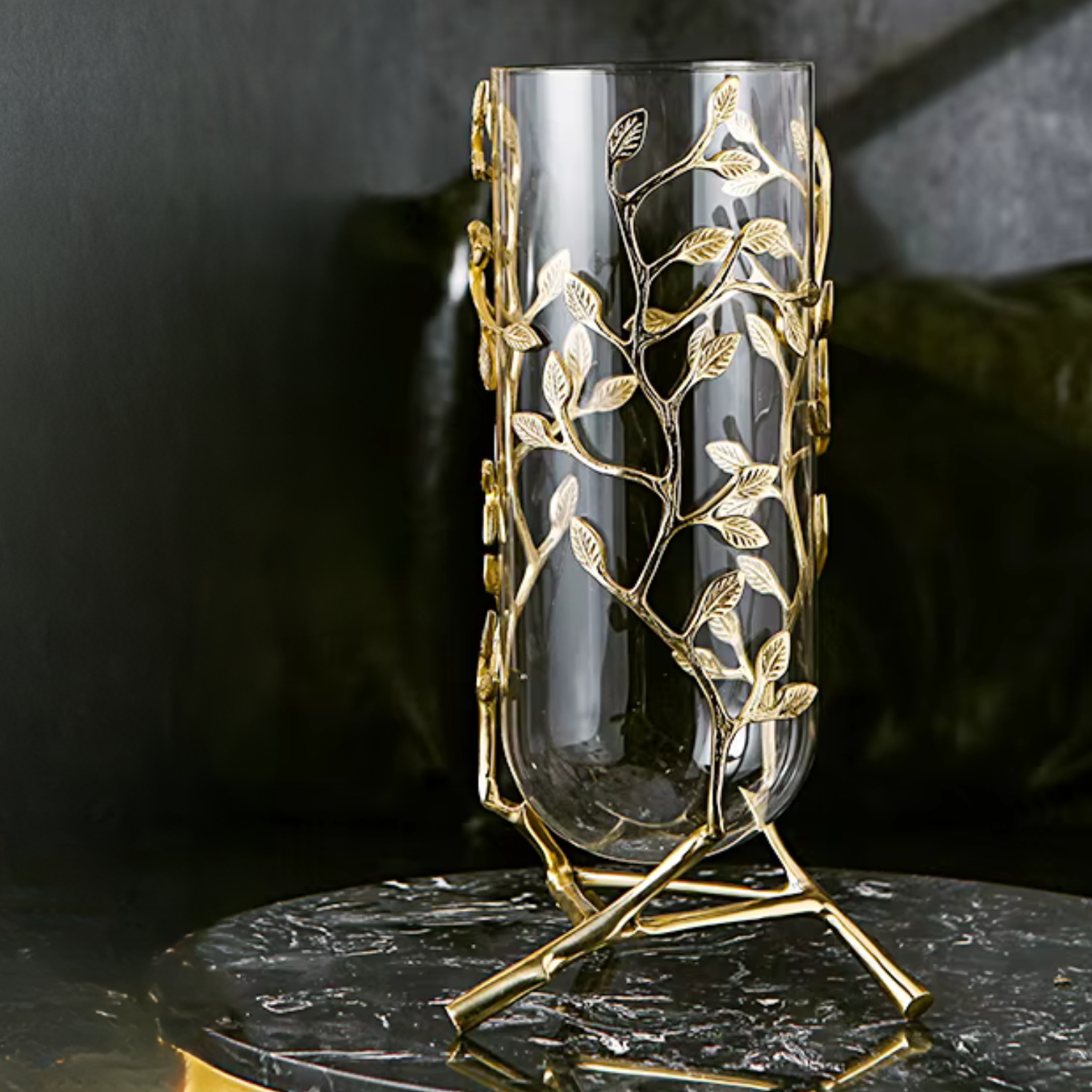 ArtZ® Golden Leaf Vase vase Large; Height 12.6 inch (32 cm)