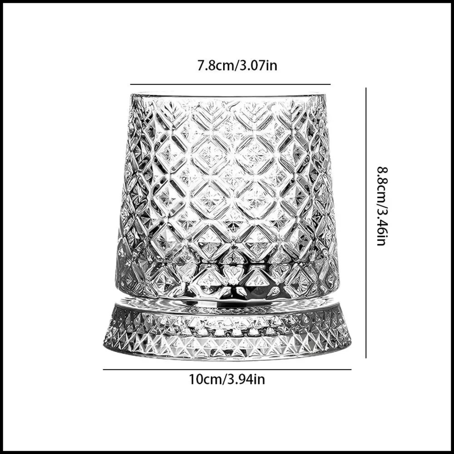 ArtZ® Tokyo Crystal Spinning Whiskey Glass and Base Japanese Tokyo Crystal Spinning Whiskey Glasses